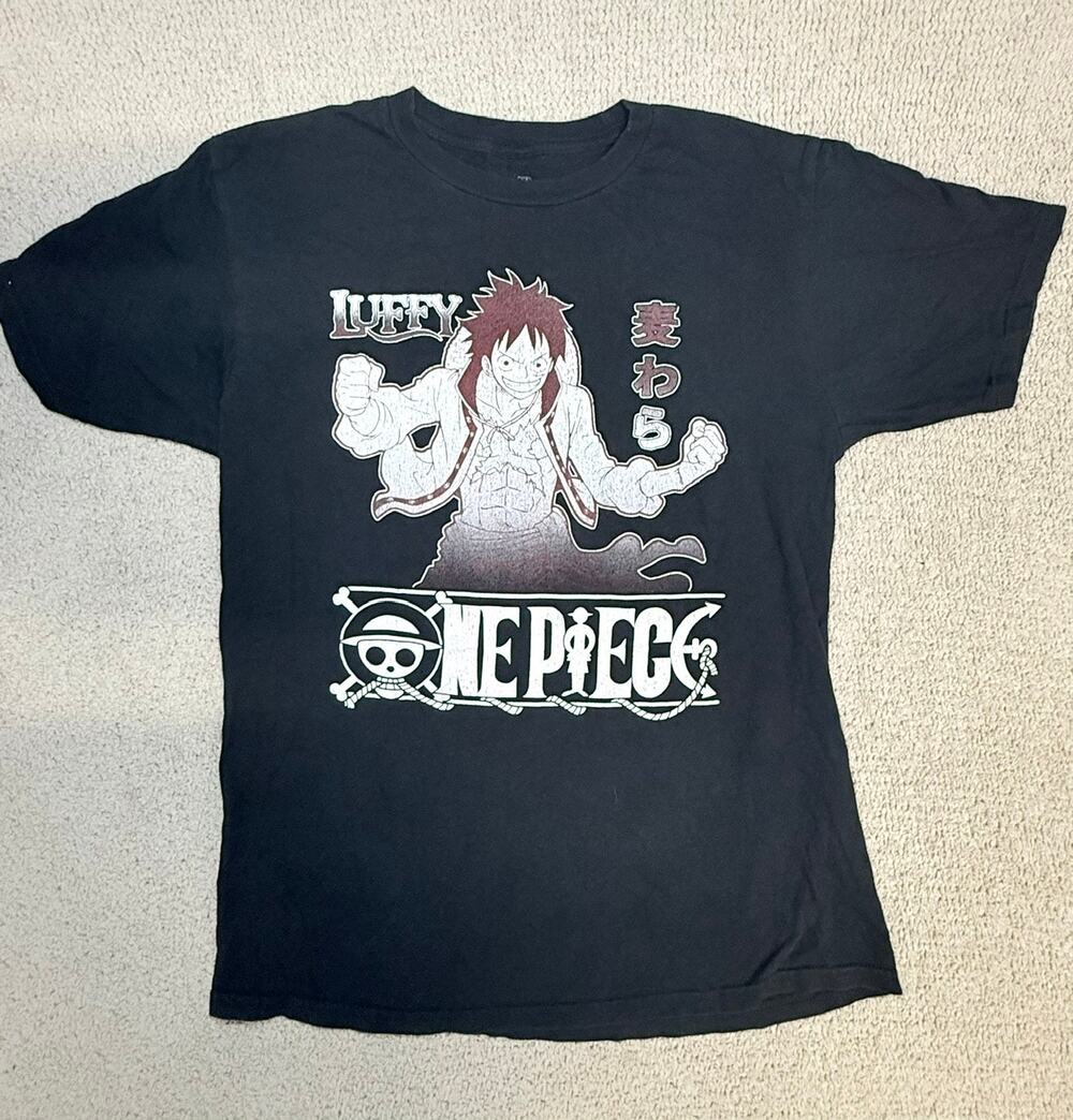 One Piece Luffy Anime Graphic T-Shirt Black XL